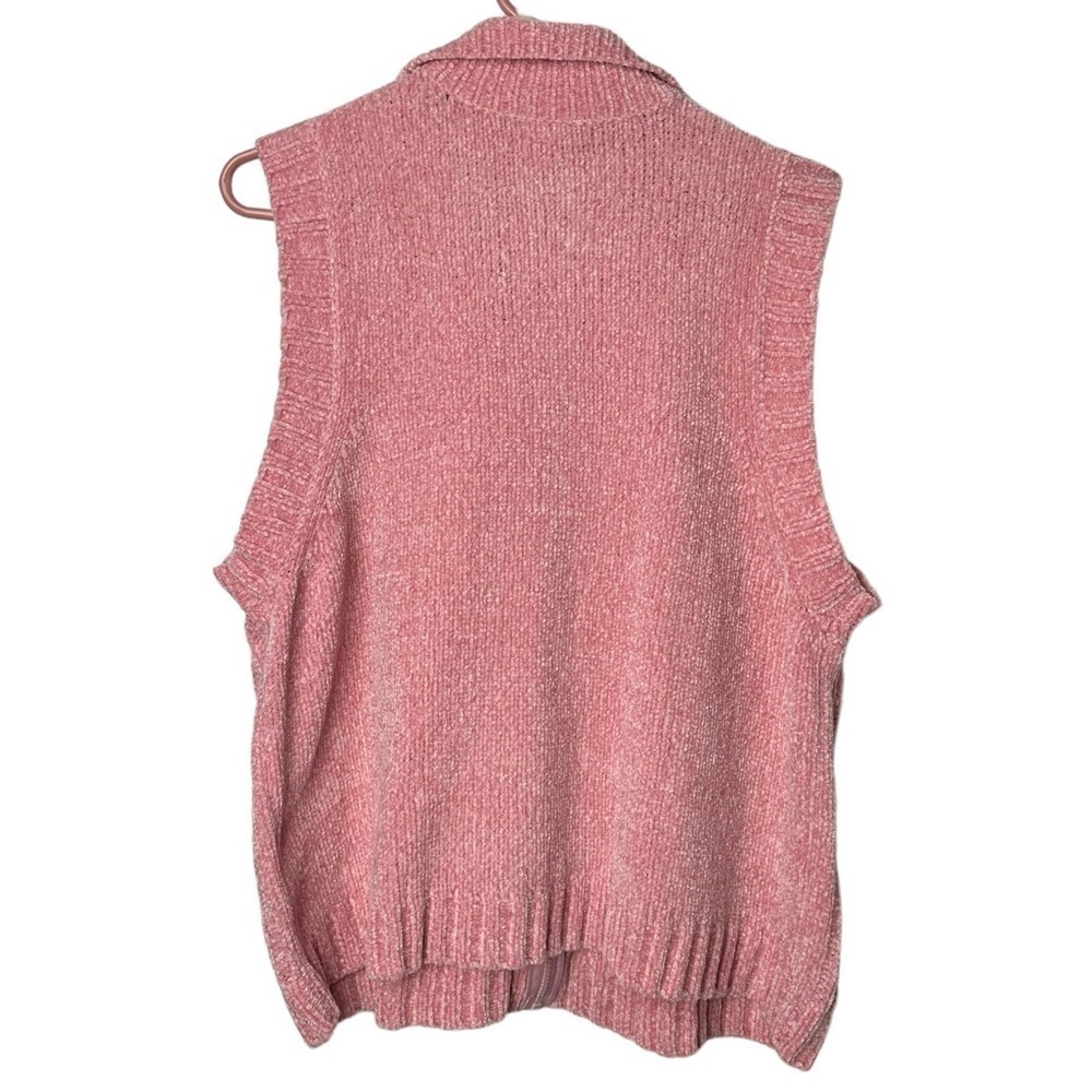 Blair Size Medium Zip Up Sleeveless Sweater Chunky Knit Grandmacore Pink - Picture 6 of 8
